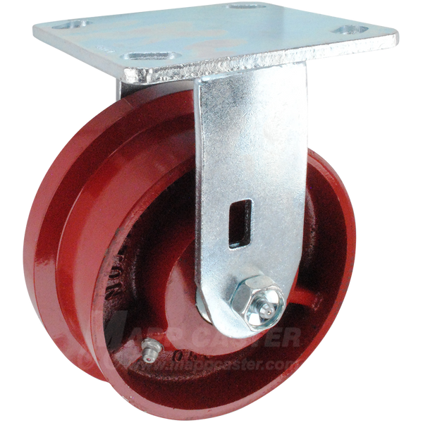 5" x 2" Flanged Cast Iron Wheel Kingpinless Rigid Caster - 1,500 Lbs Capacity Heavy Duty