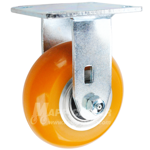 5" x 2" Orange Poly on Aluminum Wheel Kingpinless Rigid Caster - 900 Lbs Capacity Heavy Duty