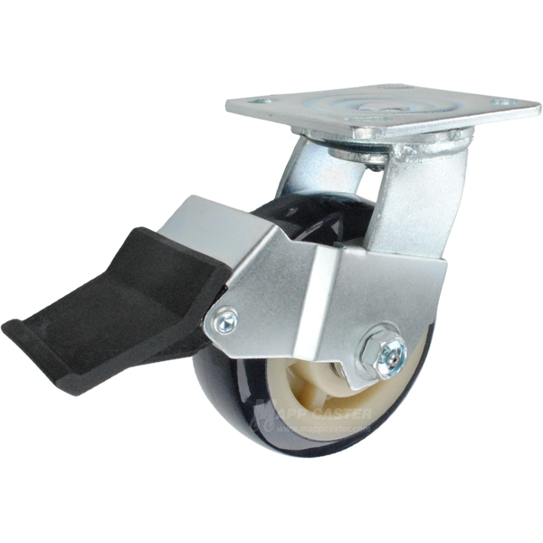 5" x 2" Patriot Polyurethane on Polyolefin Core Wheel Swivel Caster with Face Contact Brake - 800 Lbs Capacity Part # 146PRX520SFCB