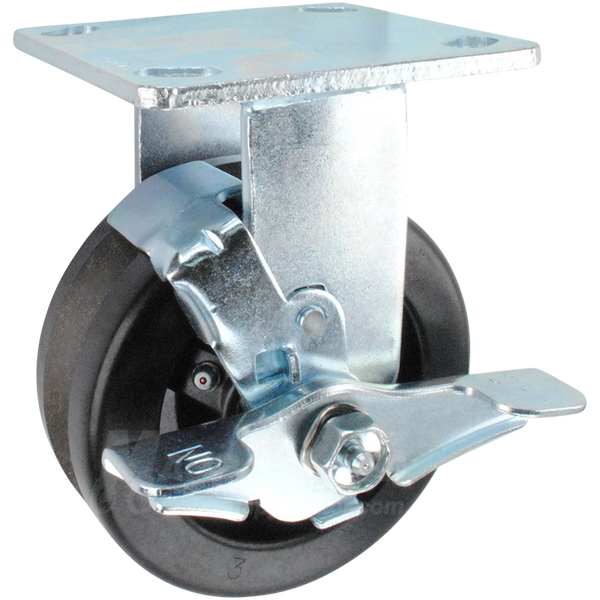 5" x 2" Phenolic V-Groove Wheel Kingpinless Rigid Brake Caster - 750 Lbs Capacity Part # P50052LPVTLB