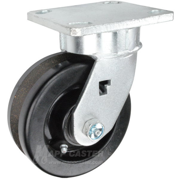 5" x 2" Phenolic V-Groove Wheel Kingpinless Swivel Caster - 750 Lbs Capacity Heavy Duty