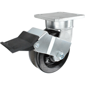 5" x 2" Phenolic V-Groove Wheel Kingpinless Swivel Caster with Face Contact Brake - 750 Lbs Capacity Part # P51052LPVFCB