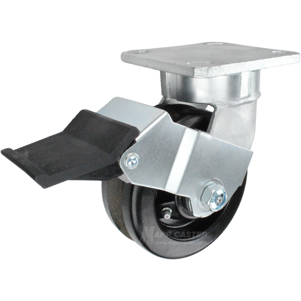 5" x 2" Phenolic V-Groove Wheel Kingpinless Swivel Caster with Face Contact Brake - 750 Lbs Capacity Part # P51052LPVFCB