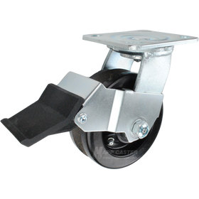 5" x 2" Phenolic V-Groove Wheel Swivel Caster with Face Contact Brake - 750 Lbs Capacity Part # 146LPV520FCB