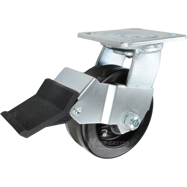 5" x 2" Phenolic V-Groove Wheel Swivel Caster with Face Contact Brake - 750 Lbs Capacity Part # 146LPV520FCB