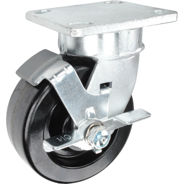 5" x 2" Phenolic Wheel Kingpinless Swivel Brake Caster - 1,000 Lbs Capacity Part # P5105201301TLB