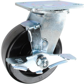5" x 2" Phenolic Wheel Swivel Brake Caster - 1,000 Lbs Capacity