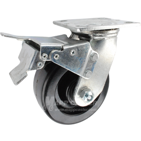 5" x 2" Phenolic Wheel Swivel Caster with Total Locking Brake - 1,000 Lbs Capacity