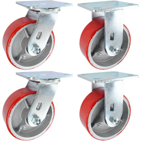 5" x 2" Red Polyurethane on Iron Wheel Caster Dumpster Kit 146PURB520-DUMPSTER