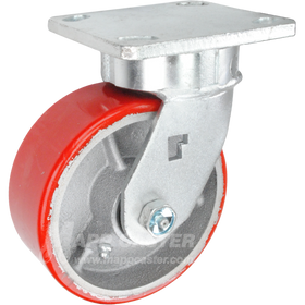 5" x 2" Red Polyurethane on Iron Wheel Kingpinless Swivel Caster - 1,100 Lbs Capacity Heavy Duty