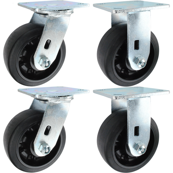 5" x 2" Rubber on Nylon Wheel Dumpster Caster Kit 146RNB520-DUMPSTER