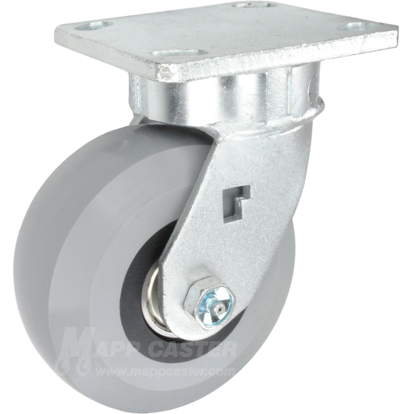 5" x 2" Solid Elastomer Wheel Kingpinless Swivel Caster - 1,400 Lbs Capacity Heavy Duty 