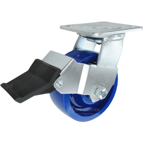 5" x 2" Solid Polyurethane Wheel Swivel Caster with Face Contact Brake - 800 Lbs Capacity Part # 146SPU520SFCB