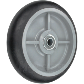 8" x 2" Flat Free Crowned Rubber Hand Truck Wheel with 2-1/4" Offset Hub