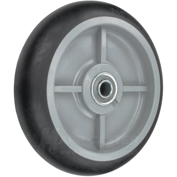 8" x 2" Flat Free Crowned Rubber Hand Truck Wheel with 2-1/4" Offset Hub