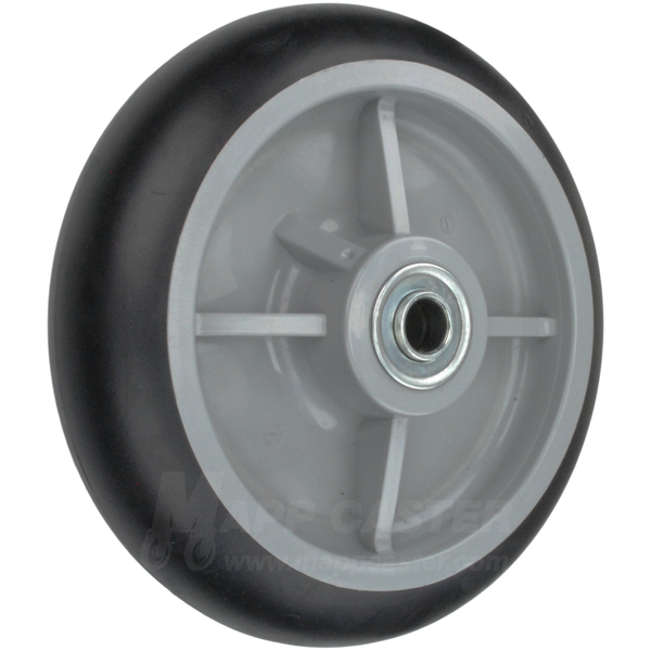 8" x 2" Flat Free Crowned Rubber Hand Truck Wheel with 2-1/4" Offset Hub