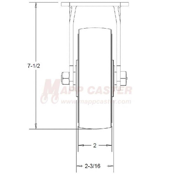 6" x 2" Retort Wheel Rigid Caster - 700 Lbs Capacity