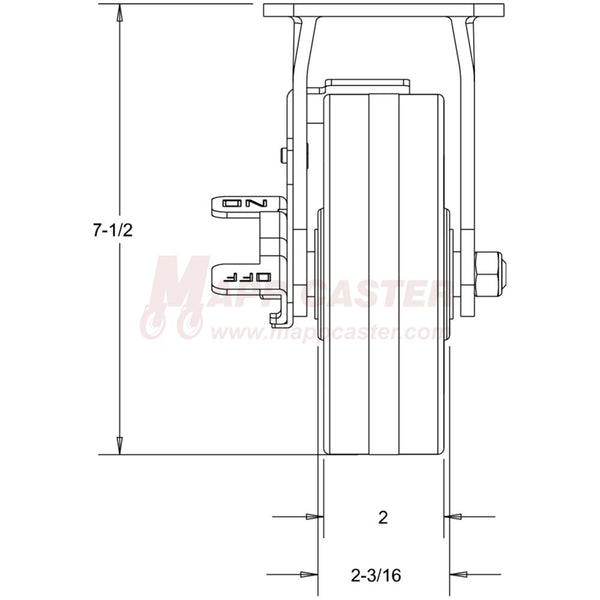 6" x 2" Retort Wheel Rigid Brake Caster - 700 Lbs Capacity