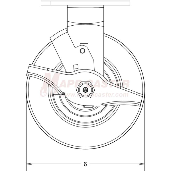 6" x 2" Retort Wheel Rigid Brake Caster - 700 Lbs Capacity