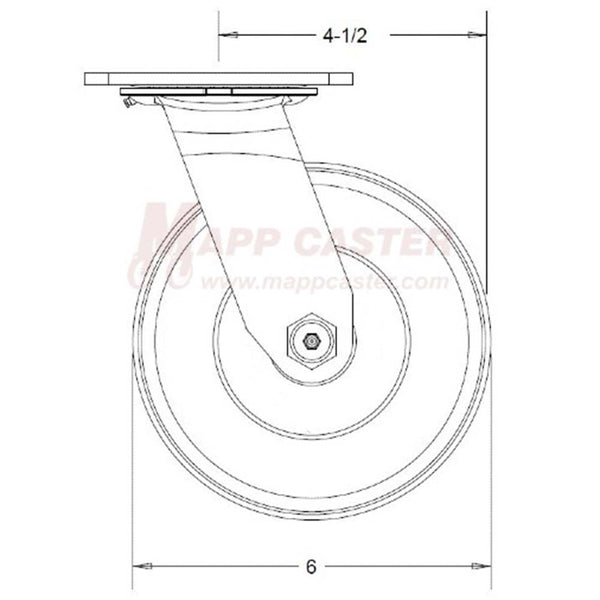 6" x 2" Retort Wheel Swivel Caster - 700 Lbs Capacity