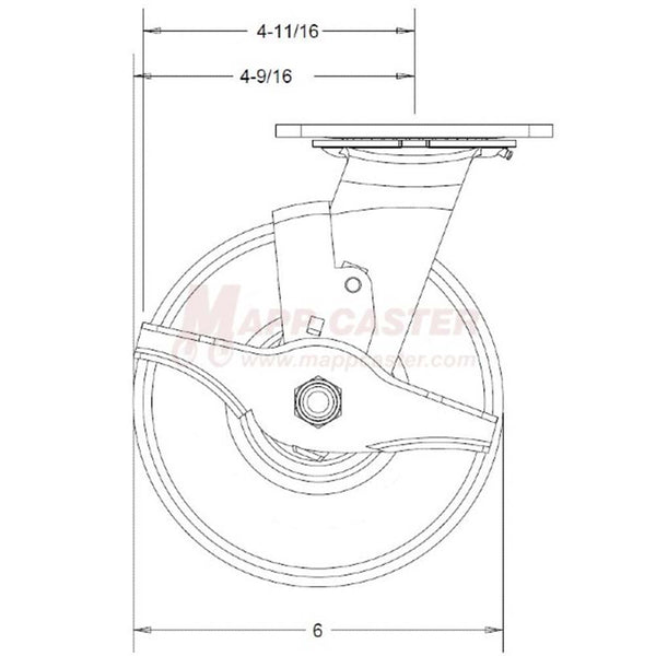 6" x 2" Retort Wheel Swivel Brake Caster - 700 Lbs Capacity