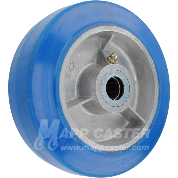 6 Inch Blue Neoprene Idler guide wheel designed as a direct replacement for select Morse drum rollers & 456 Hydra-Lift Drum Roller & 5154 Series Stationary Drum Rollers