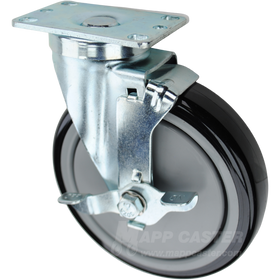 Floor safe & protective polyurethane with a top lock brake. Offers excellent mobility with its precision ball bearings & semi-firm tread 
