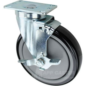 Floor safe & protective polyurethane with a top lock brake. Offers excellent mobility with its precision ball bearings & semi-firm tread 
