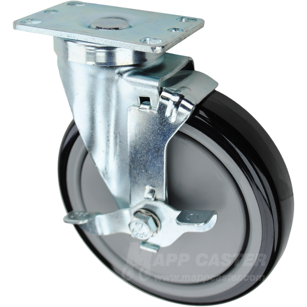 Floor safe & protective polyurethane with a top lock brake. Offers excellent mobility with its precision ball bearings & semi-firm tread 
