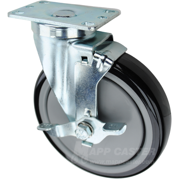 Floor safe & protective polyurethane with a top lock brake. Offers excellent mobility with its precision ball bearings & semi-firm tread 
