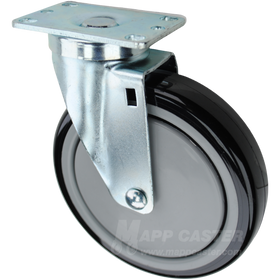 6" x 1-1/4" Polyurethane on Polyolefin Wheel Swivel Caster. Equipped with ball bearing & provides floor protection 