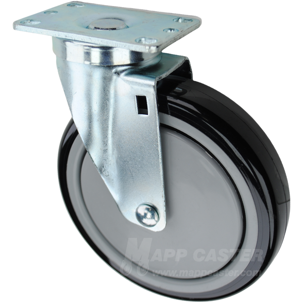 6" x 1-1/4" Polyurethane on Polyolefin Wheel Swivel Caster. Equipped with ball bearing & provides floor protection 