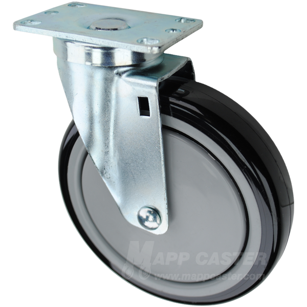 6" x 1-1/4" Polyurethane on Polyolefin Wheel Swivel Caster. Equipped with ball bearing & provides floor protection 
