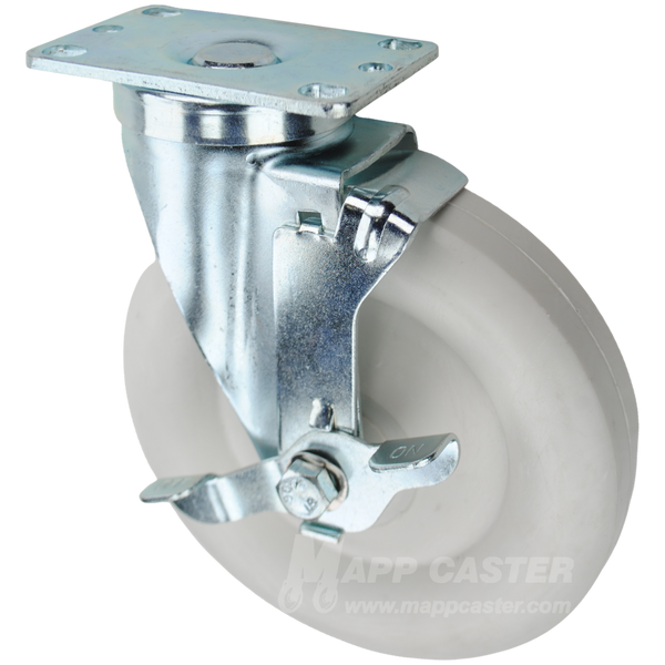 White retort wheels are the food industry standard wheel. Its white color shows contamination easily & the wheels are washable. Chemical & Water Resistant
