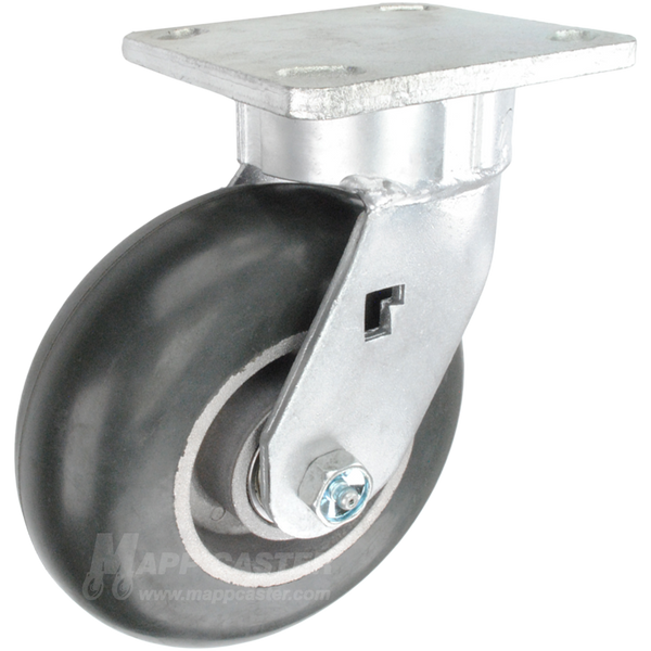 6" x 2" Balloon Cushion Wheel Kingpinless Swivel Caster - 650 Lbs Capacity Heavy Duty