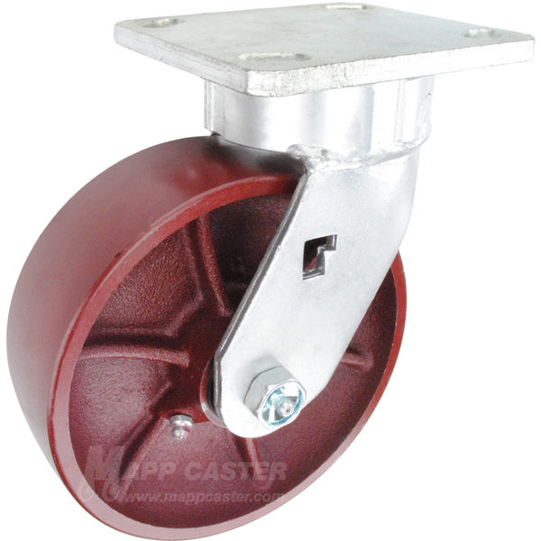 6" x 2" Ductile Steel Wheel Kingpinless Swivel Caster - 2,000 Lbs Capacity Heavy Duty