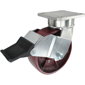 6" x 2" Ductile Steel Wheel Kingpinless Swivel Caster with Face Contact Brake - 2,000 Lbs Capacity Part # P51062DUCTFCB