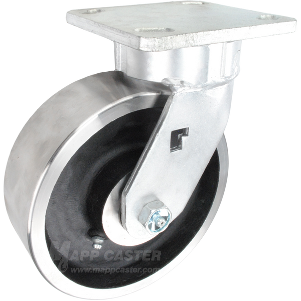 6" x 2" Forged Steel Wheel Kingpinless Swivel Caster - 2,000 Lbs Capacity Heavy Duty