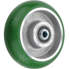 6" x 2" GC Max Green & Silver Polyurethane on Aluminum Core Wheel, heavy duty precision ball bearings, NSF Certified