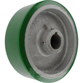 6" x 2" Green Poly on Iron Keyed Wheel - 1,250 Lbs Capacity Part # JI06020X4-502-1.125