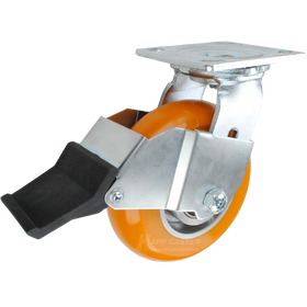 6" x 2" Orange Poly on Aluminum Wheel Swivel Caster with Face Contact Brake - 1000 Lbs Capacity Part # 146UXBB620SFCB