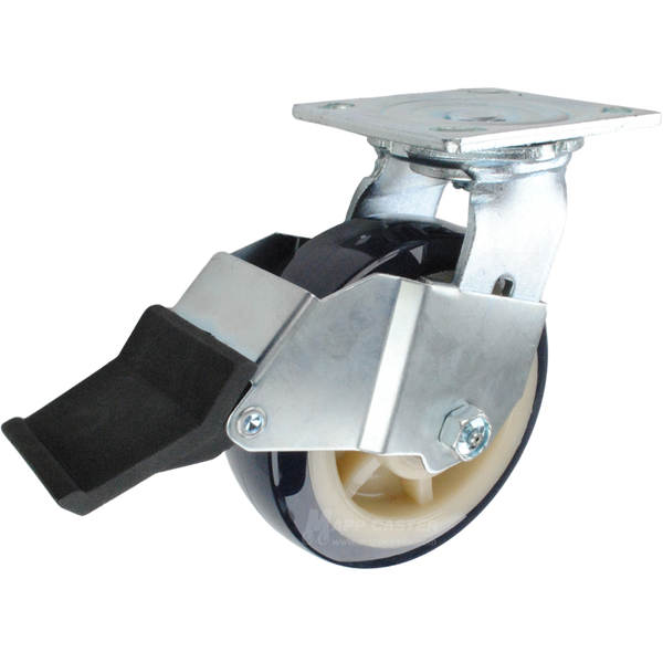 6" x 2" Patriot Polyurethane on Polyolefin Core Wheel Swivel Caster with Face Contact Brake - 1,000 Lbs Capacity Part # 146PRX620SFCB