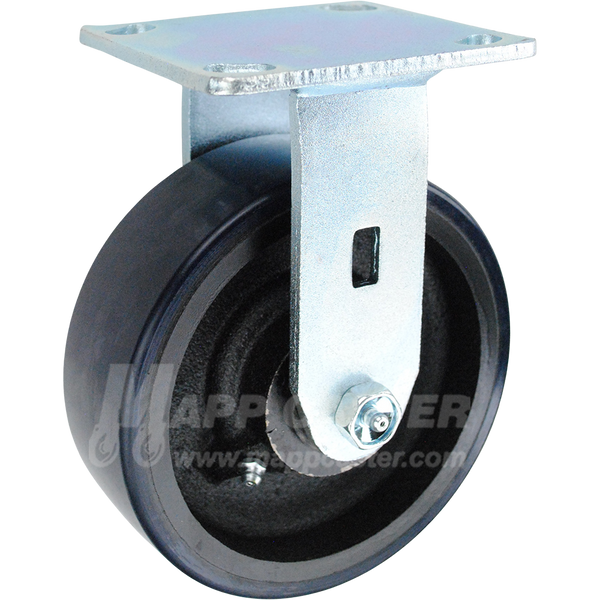 6" x 2" Polyurethane on Iron Wheel Kingpinless Rigid Caster - 1,400 Lbs Capacity Heavy Duty