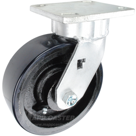 6" x 2" Polyurethane on Iron Wheel Kingpinless Swivel Caster - 1,400 Lbs Capacity Heavy Duty