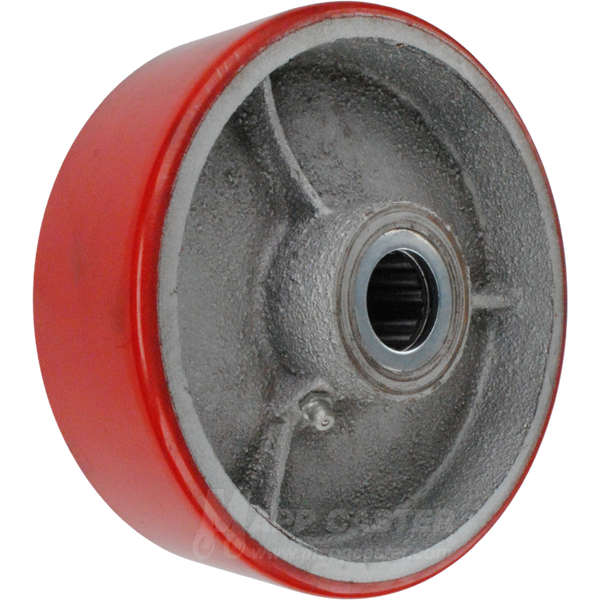6" x 2" Red Poly on Iron Wheel w/ Roller Bearings - 1,200 Lbs Capacity Part # F043250