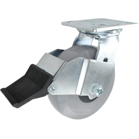 6" x 2" Solid Polyurethane Elastomer Wheel Swivel Caster with Face Contact Brake - 1,250 Lbs Capacity Part # 146HUBB620SFCB