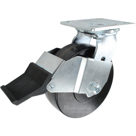6" x 2" Straight Sided Phenolic Wheel Swivel Caster with Face Contact Brake - 1,250 Lbs Capacity Part # 146SSP620SFCB