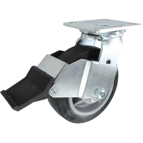6" x 2" Thermoplastic Rubber (TPR) Wheel Swivel Caster with Face Contact Brake - 600 Lbs Capacity Part # 146PERB620SFCB
