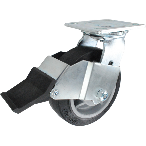 6" x 2" Thermoplastic Rubber (TPR) Wheel Swivel Caster with Face Contact Brake - 600 Lbs Capacity Part # 146PERB620SFCB