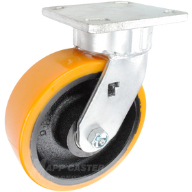 6" x 2" Titan Polyurethane on Iron Wheel Kingpinless Swivel Caster - 2,000 Lbs Capacity Heavy Duty